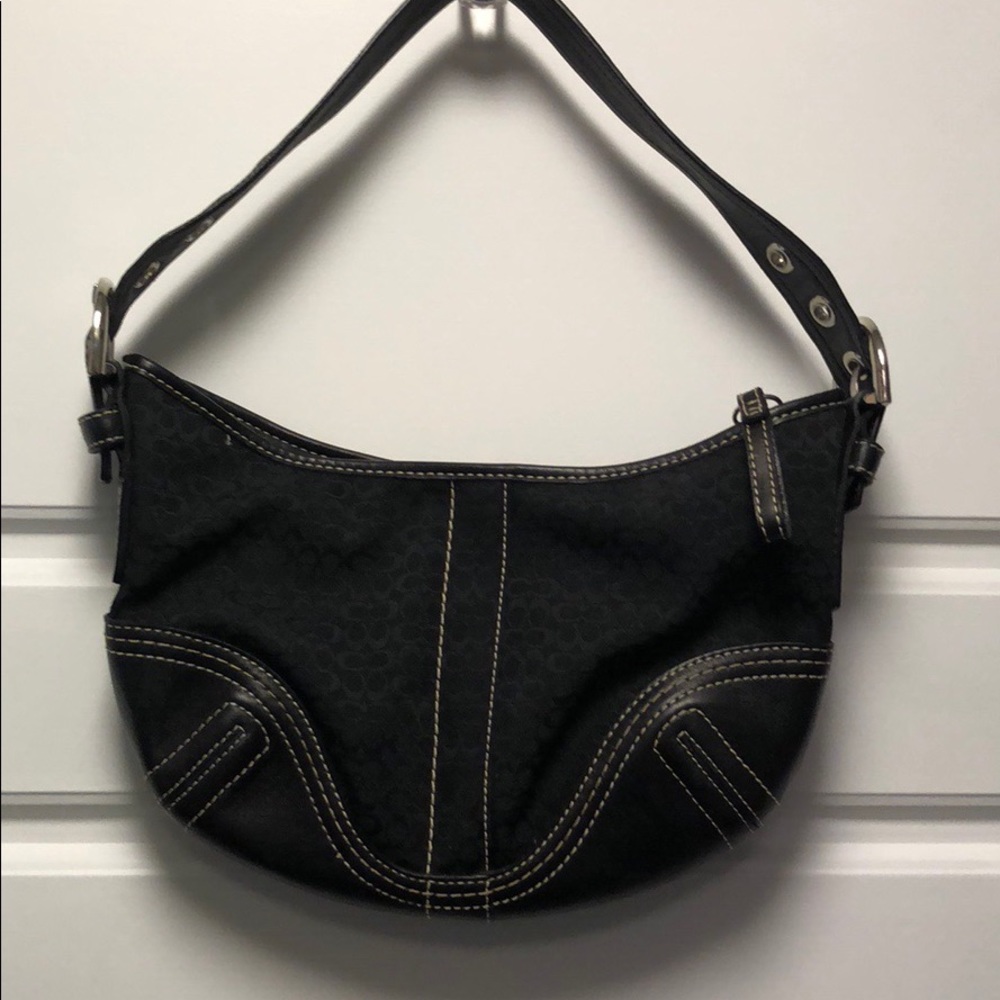 Coach Soho Small Signature Black Hobo Handbag